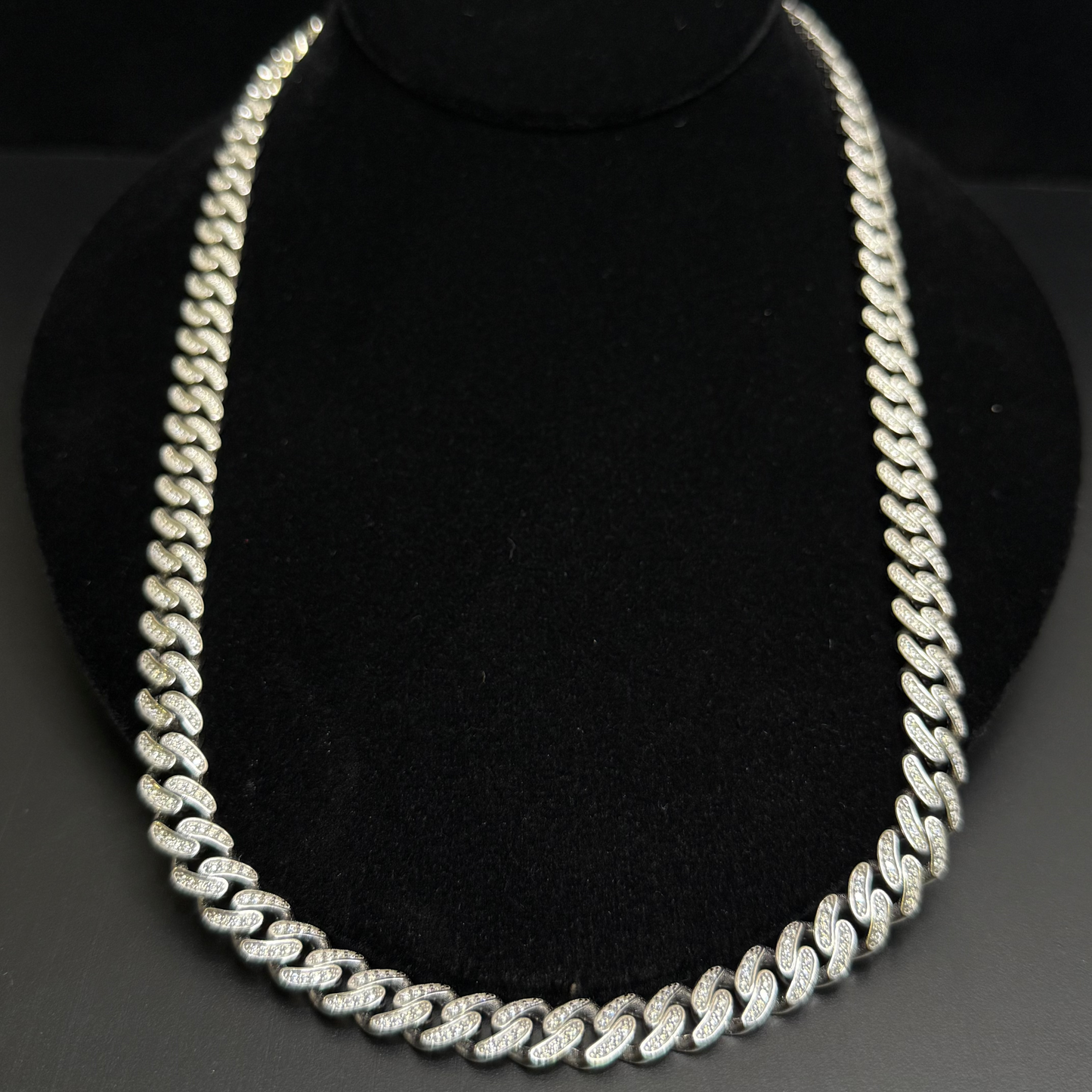 Silver Moissanite Cuban Chain (semi-hollow)
