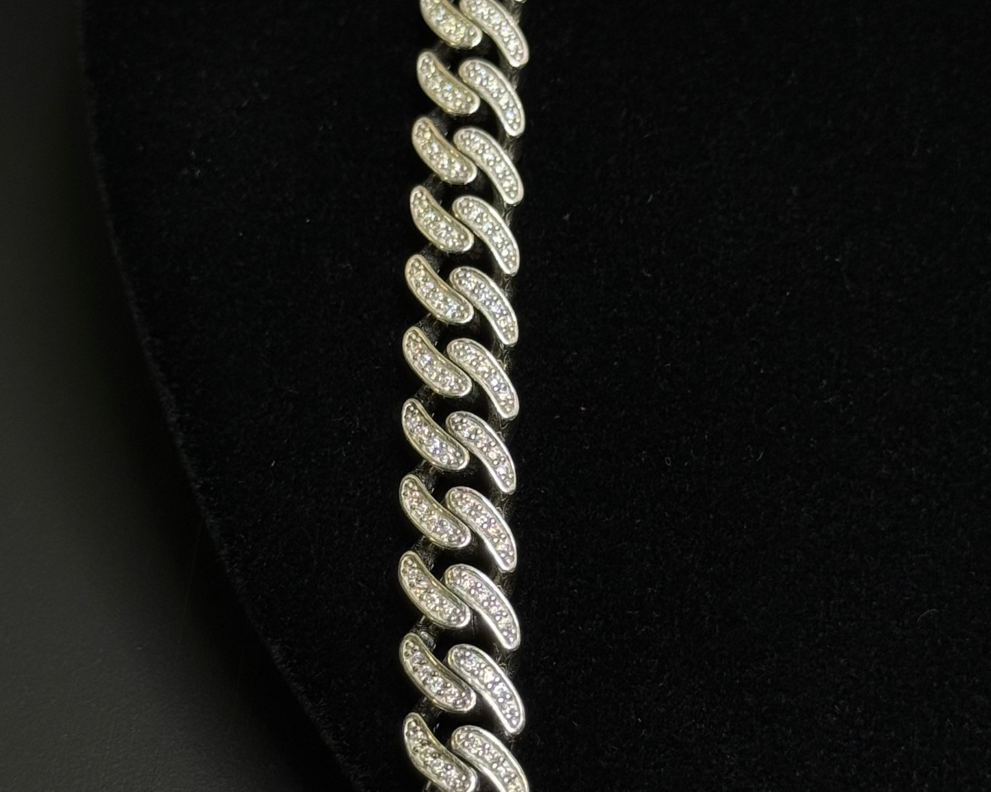 Silver Moissanite Cuban Chain (semi-hollow)