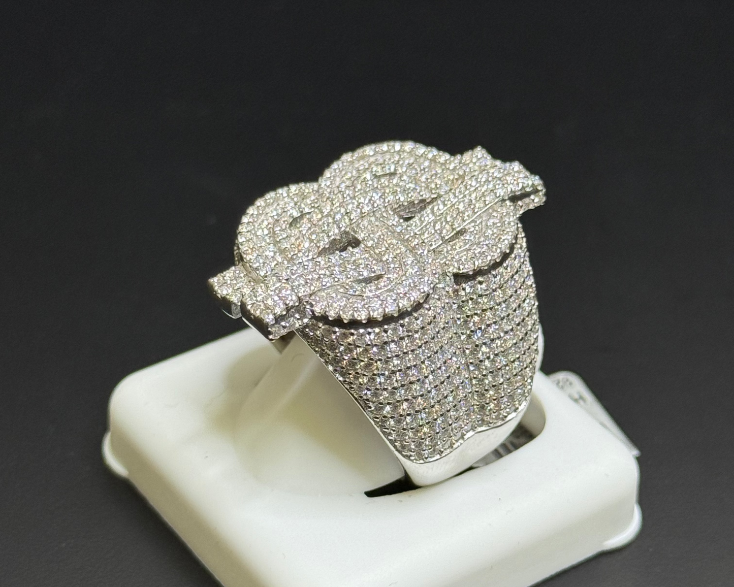 Money Sign Ring Silver Moissanite