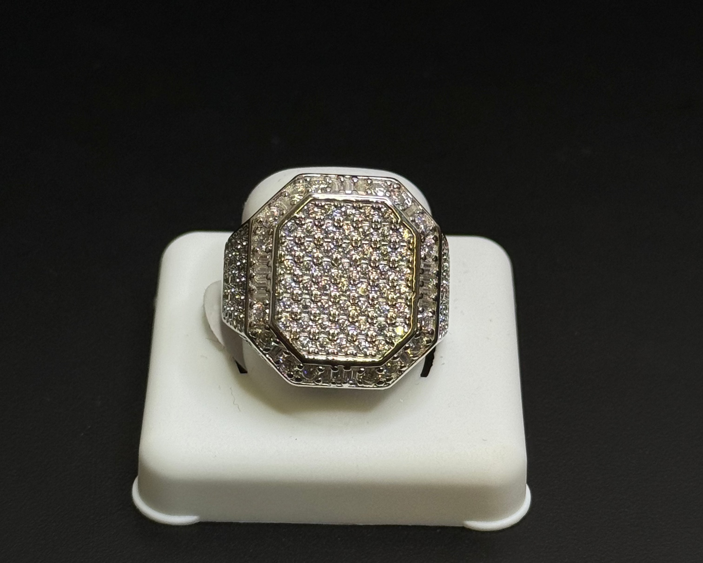 Round top Silver Moissanite Ring