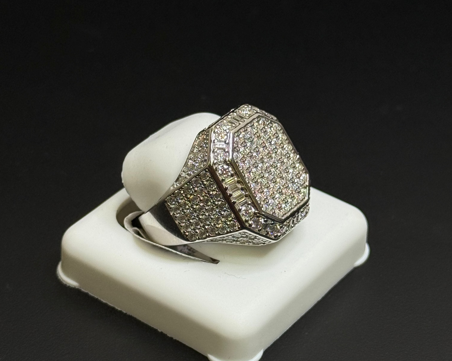 Round top Silver Moissanite Ring