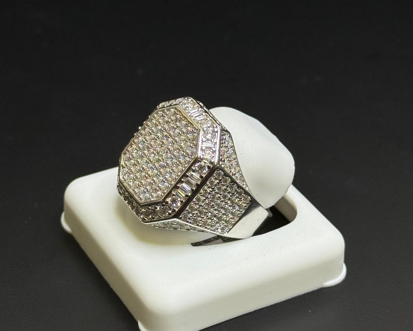 Round top Silver Moissanite Ring
