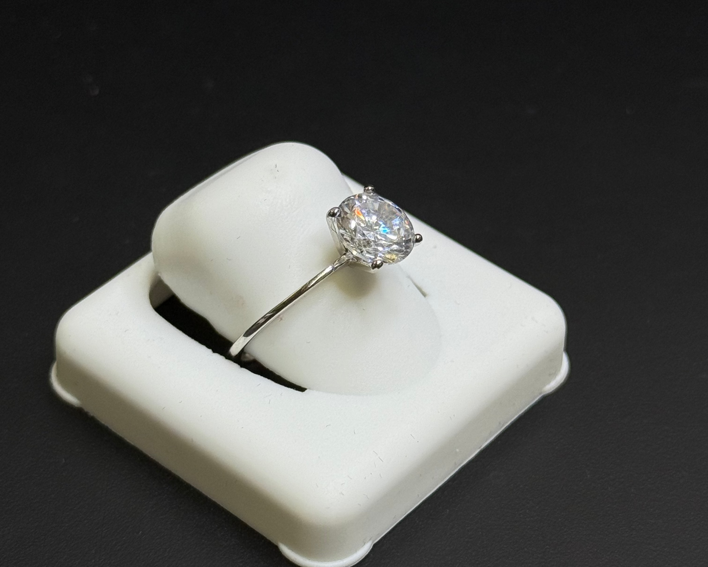 Silver Women's Moissanite Engagement Ring