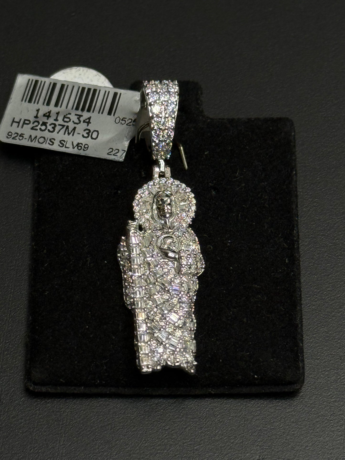 Silver With Moissanite San Judas Pendant