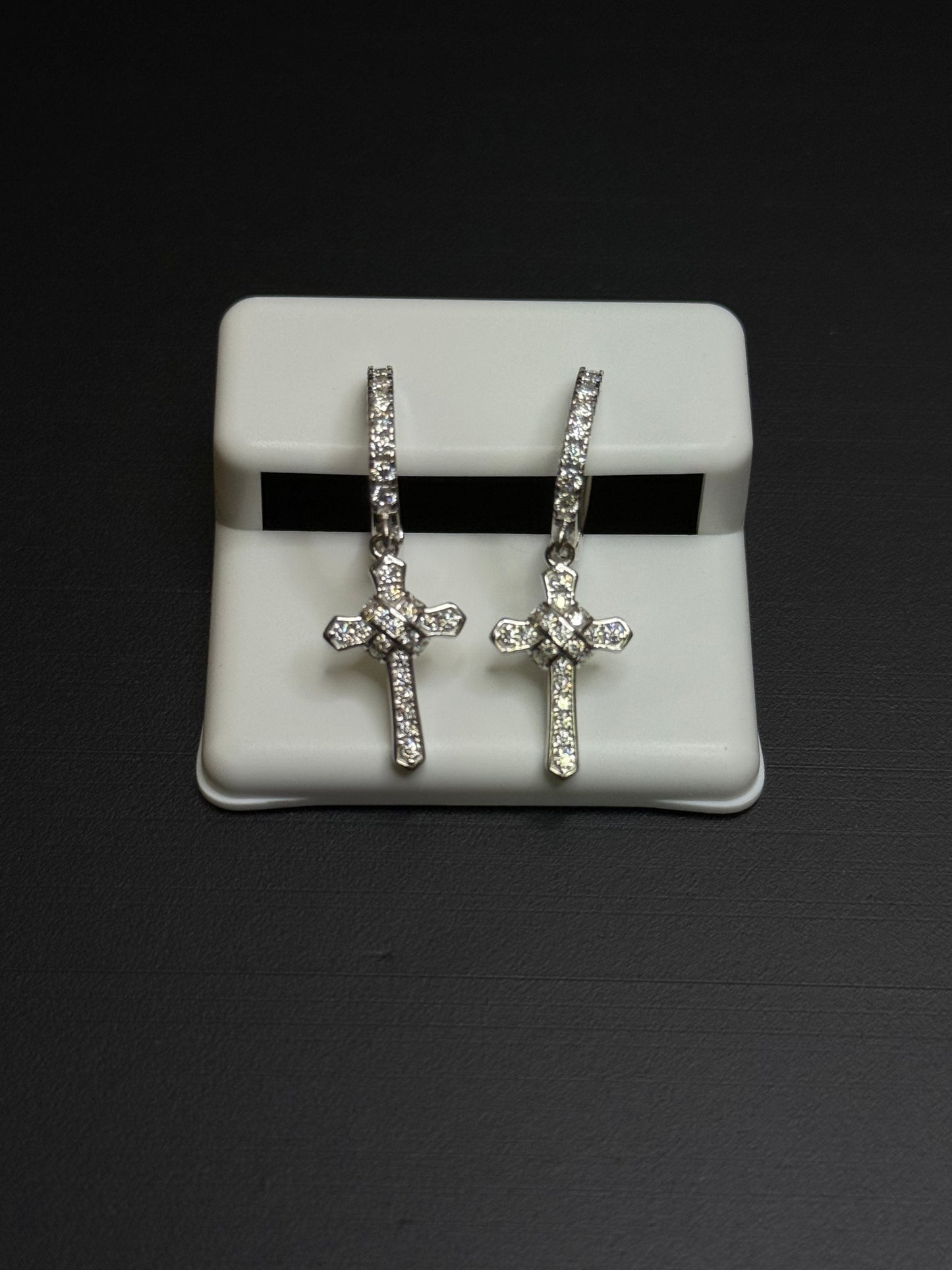 925 Sterling Silver Cross Moissanite Earrings