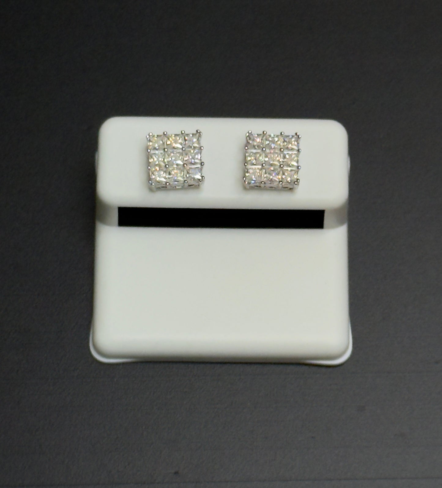 925 Sterling Silver Square Moissanite Earrings