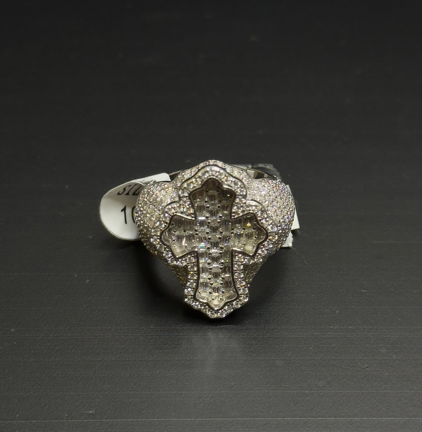 925 Sterling Silver Moissanite Cross Ring