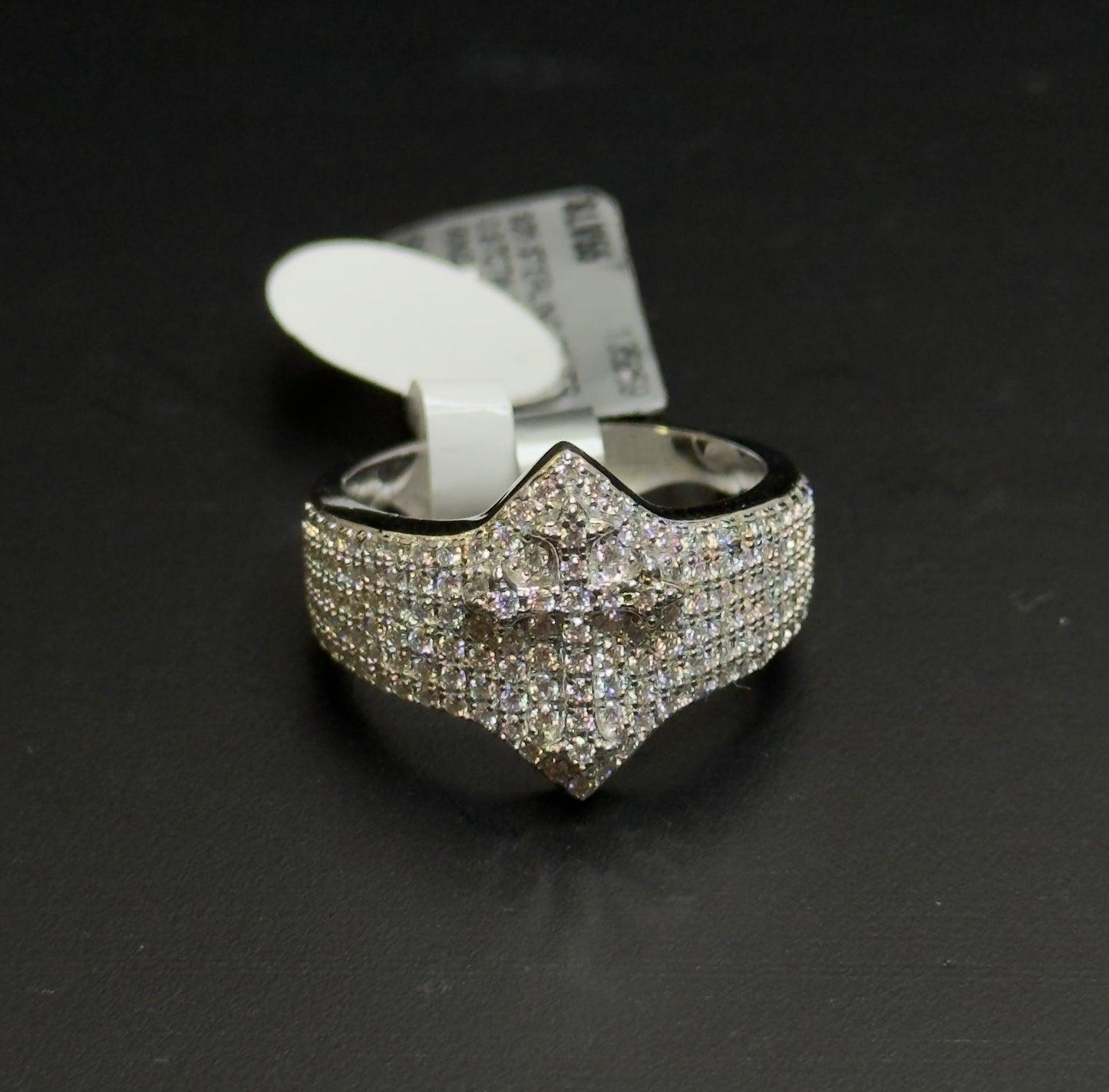 925 Sterling Silver Moissanite Cross Design Ring