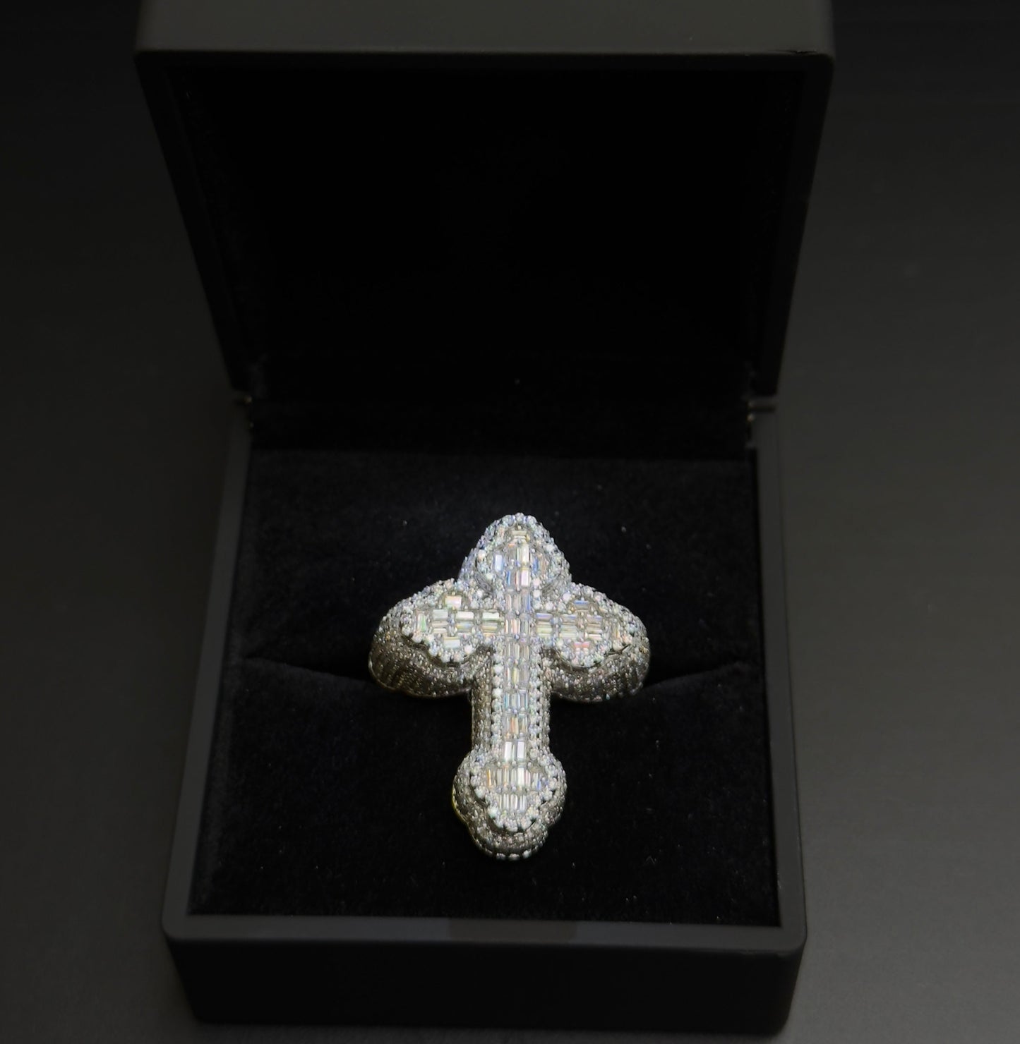 925 Sterling Silver Moissanite Big Cross Ring