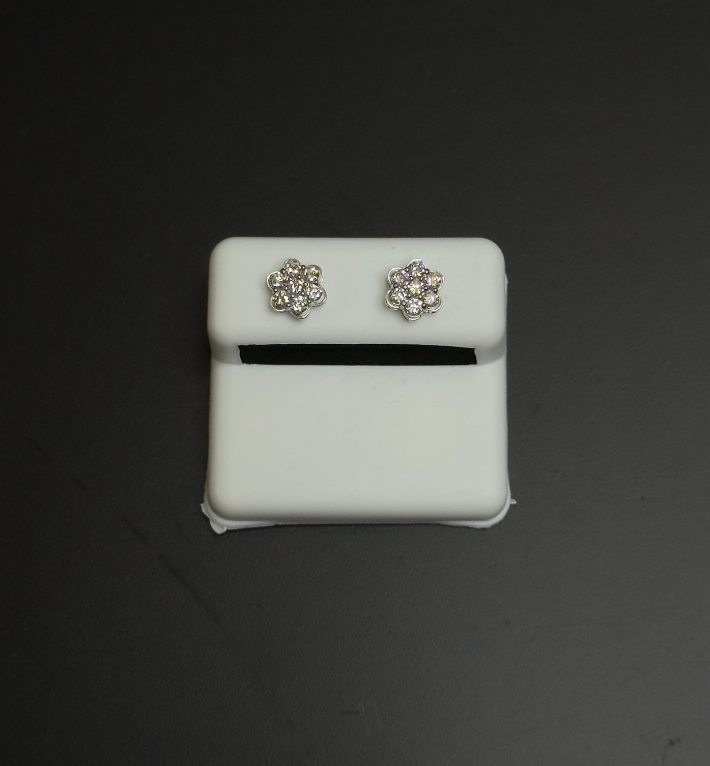 925 Sterling Silver Lab Diamond Flower Earrings