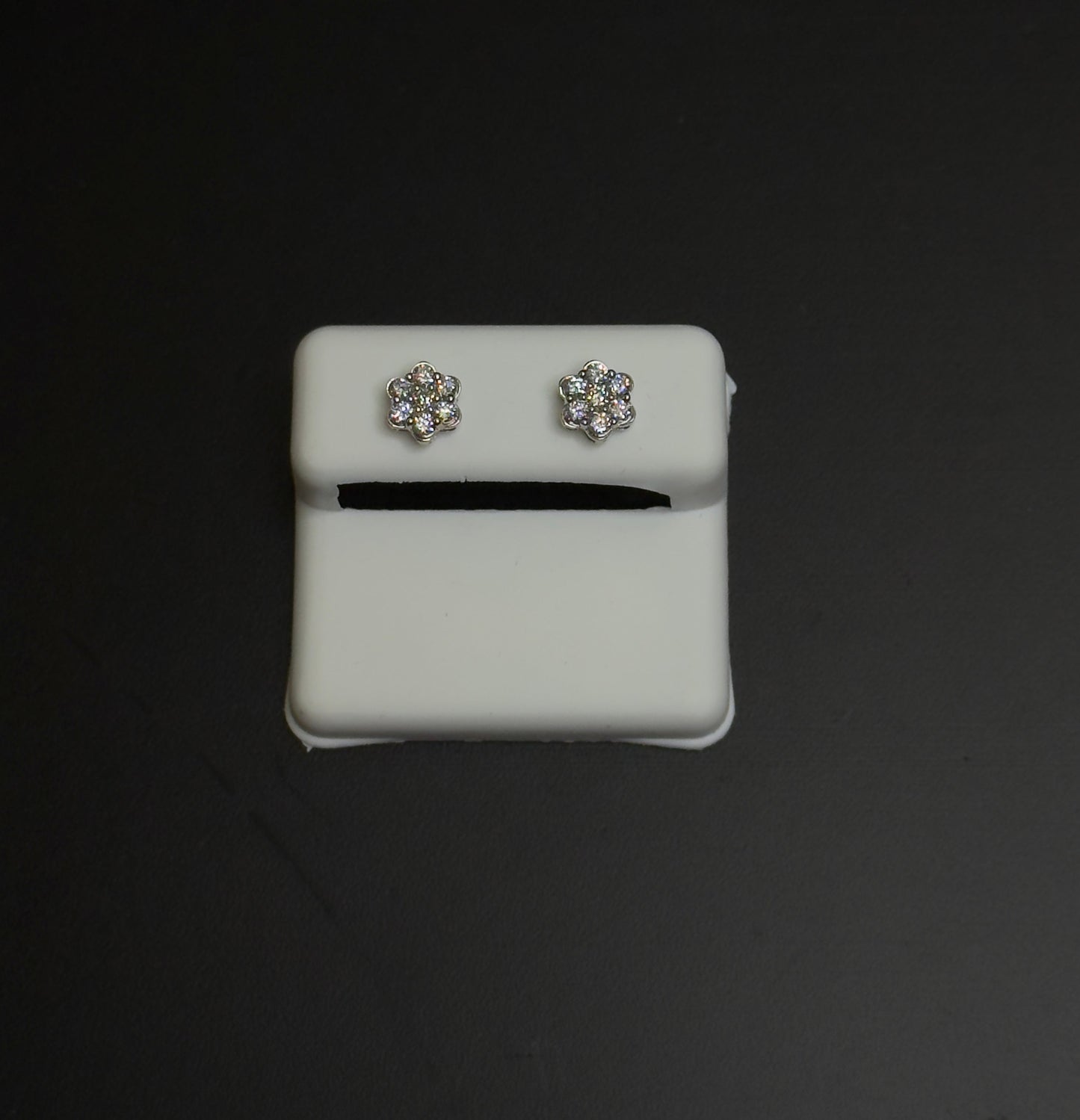 925 Sterling Silver Lab Diamond Flower Stud Earrings