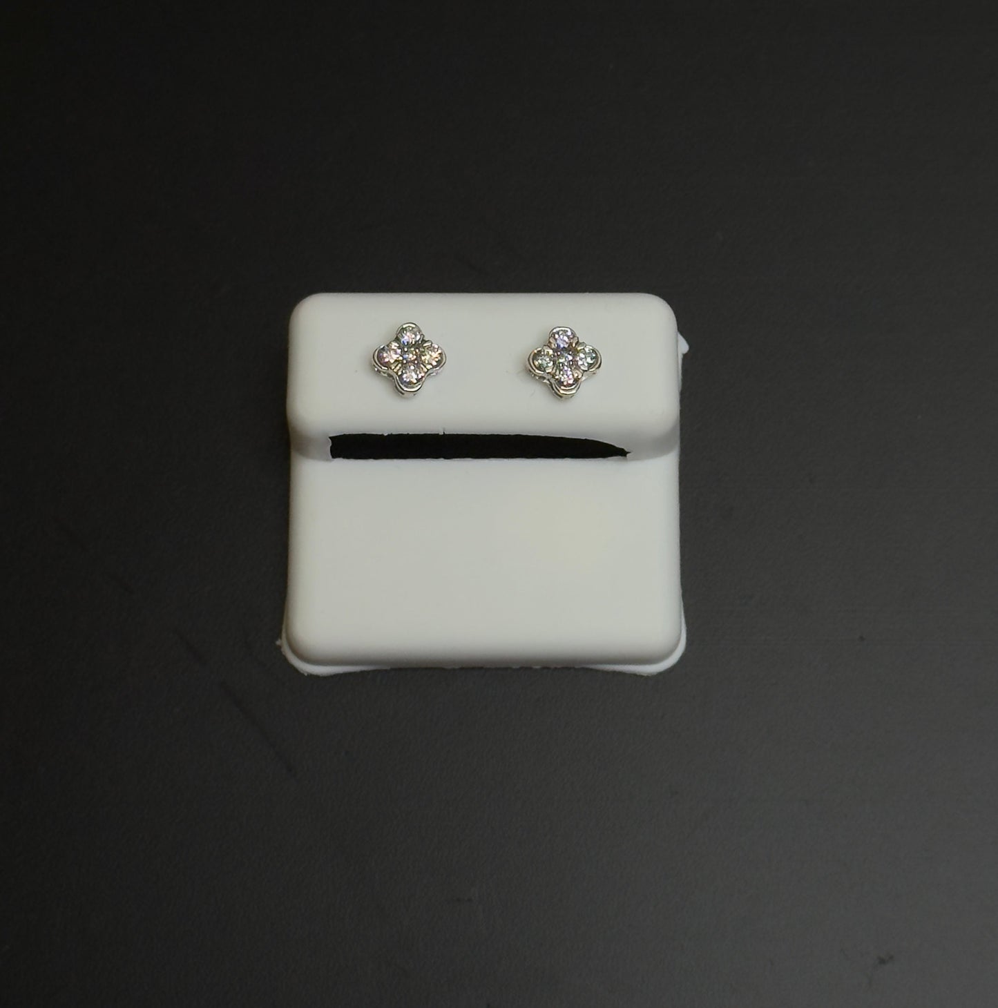 925 Sterling Silver Lab Diamond Flower Stud Earrings