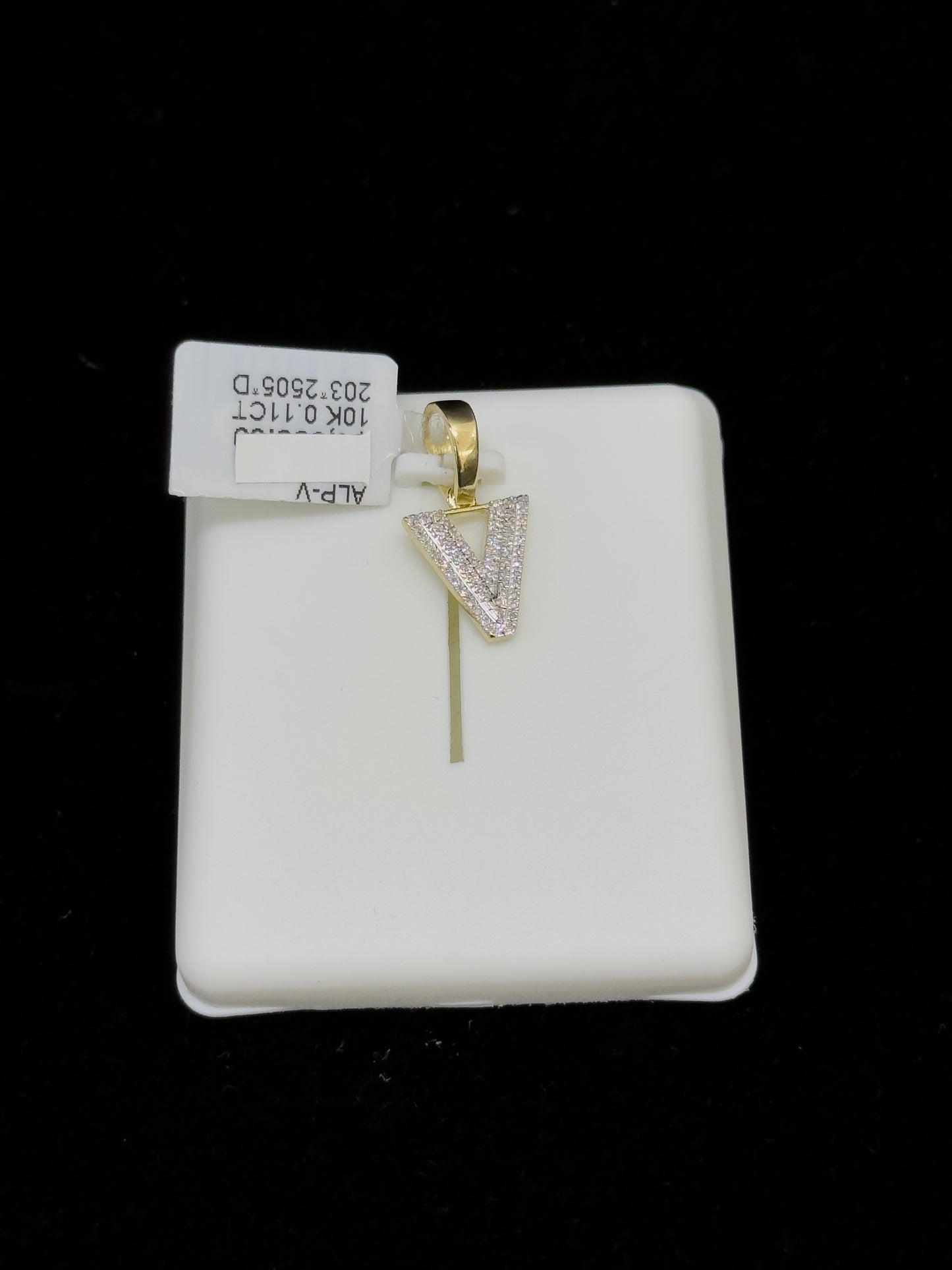 10K Gold Letter "V" Diamond Pendant