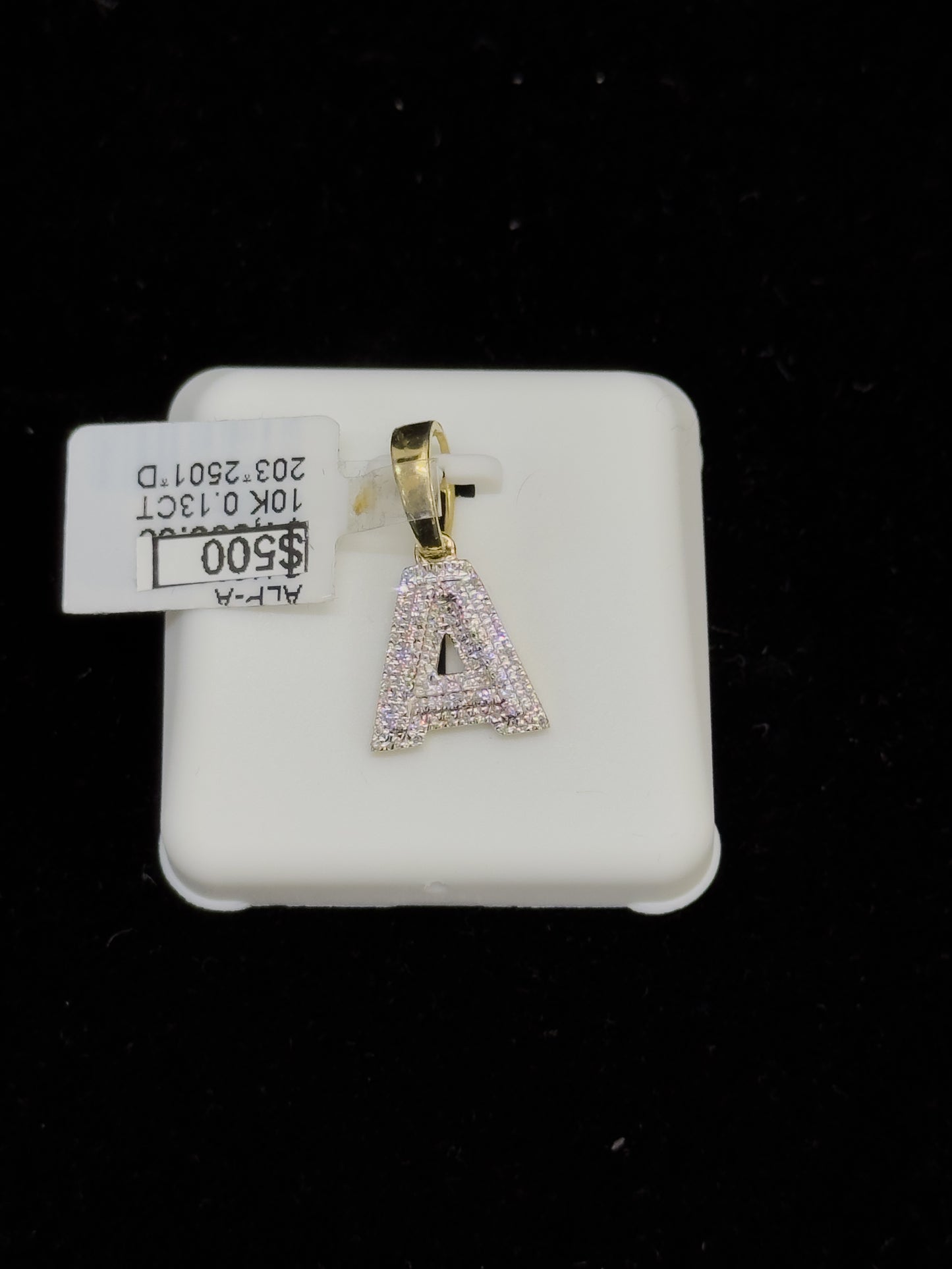 10K Gold Letter "A" Diamond Pendant