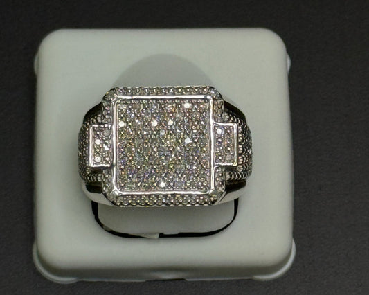 Silver Diamond Square Ring