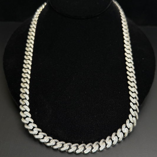 Silver Moissanite Cuban Chain (semi-hollow)