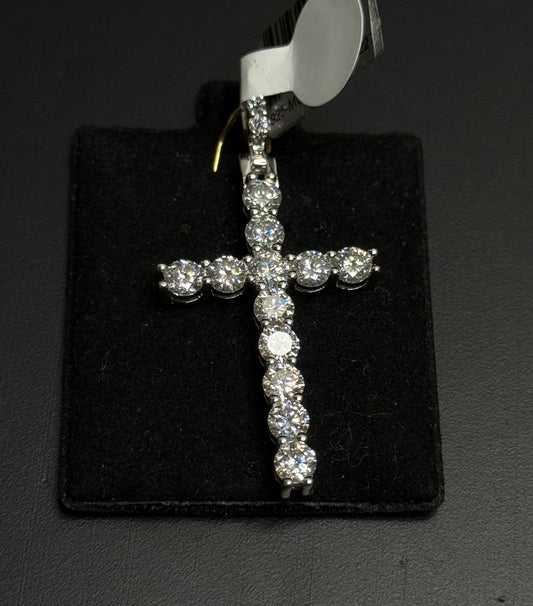 Silver With Moissanite Cross Pendant