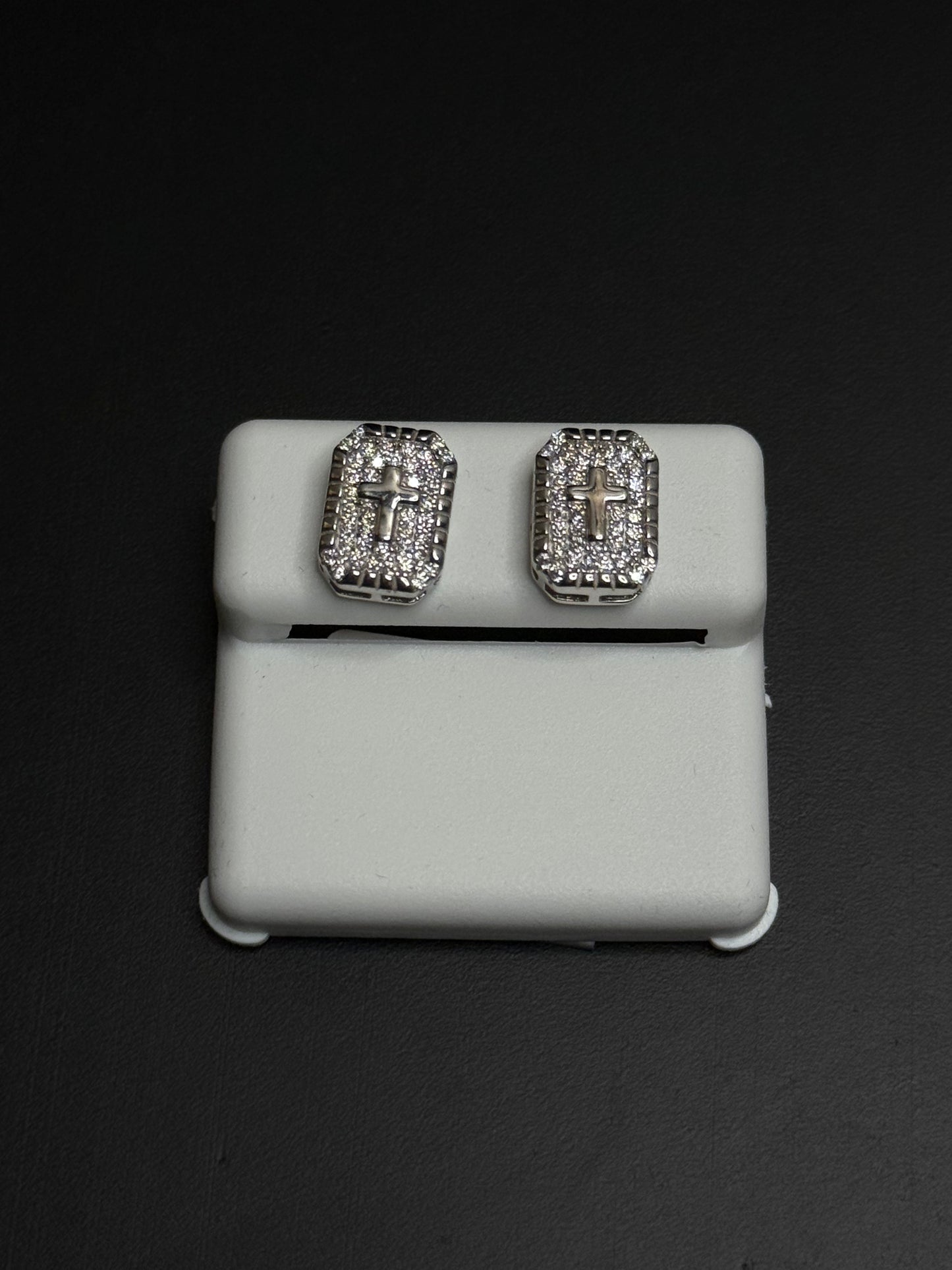 925 Sterling Silver Cross Earrings Moissanite