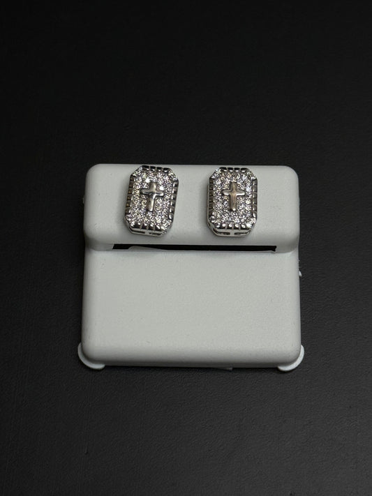 925 Sterling Silver Cross Earrings Moissanite