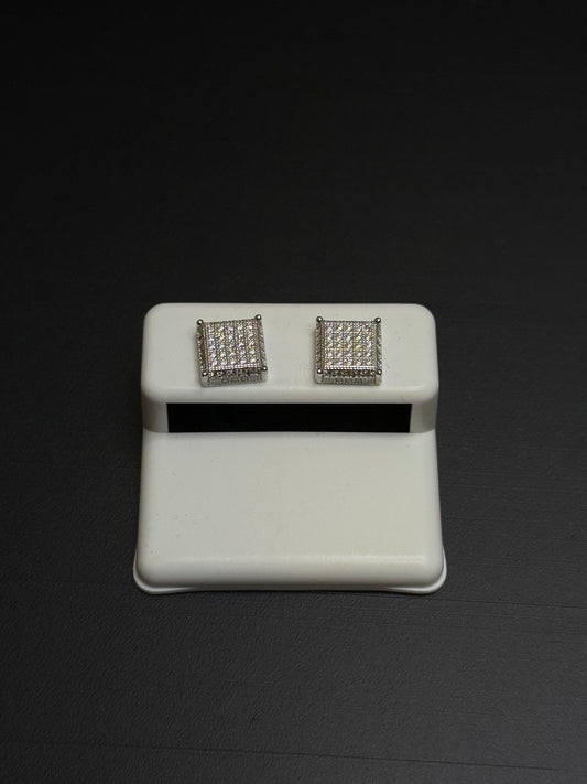 925 Sterling Silver Square Moissanite Earrings