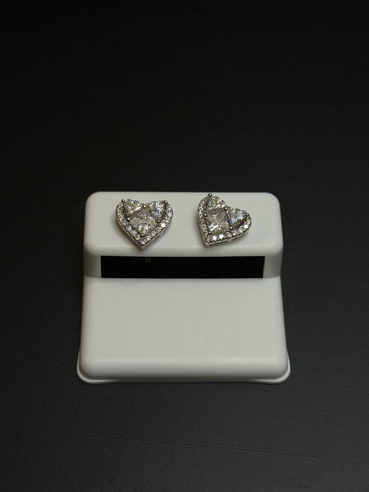925 Sterling Silver Heart Moissanite Earrings