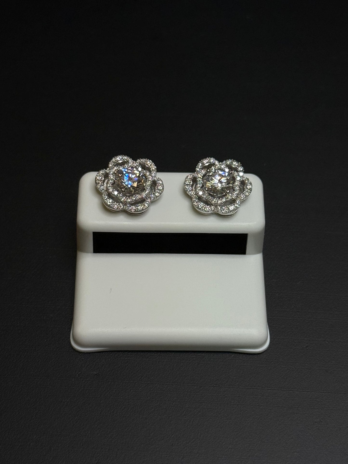 925 Sterling Silver Flower Moissanite Earrings