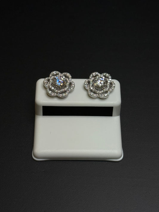 925 Sterling Silver Flower Moissanite Earrings