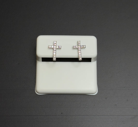 925 Sterling Silver Cross Earrings Moissanite