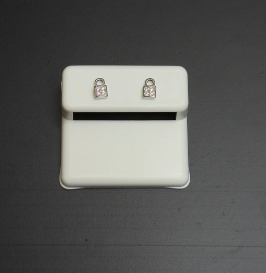 925 Sterling Silver Lock Moissanite Earrings