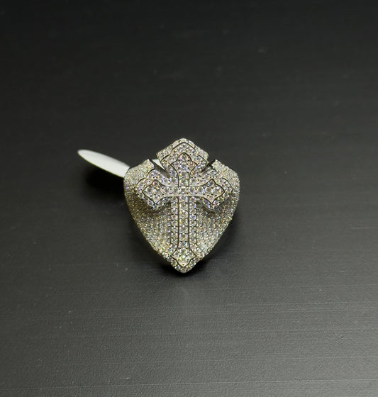 925 Sterling SIlver Moissanite Cross Ring