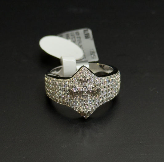 925 Sterling Silver Moissanite Cross Design Ring
