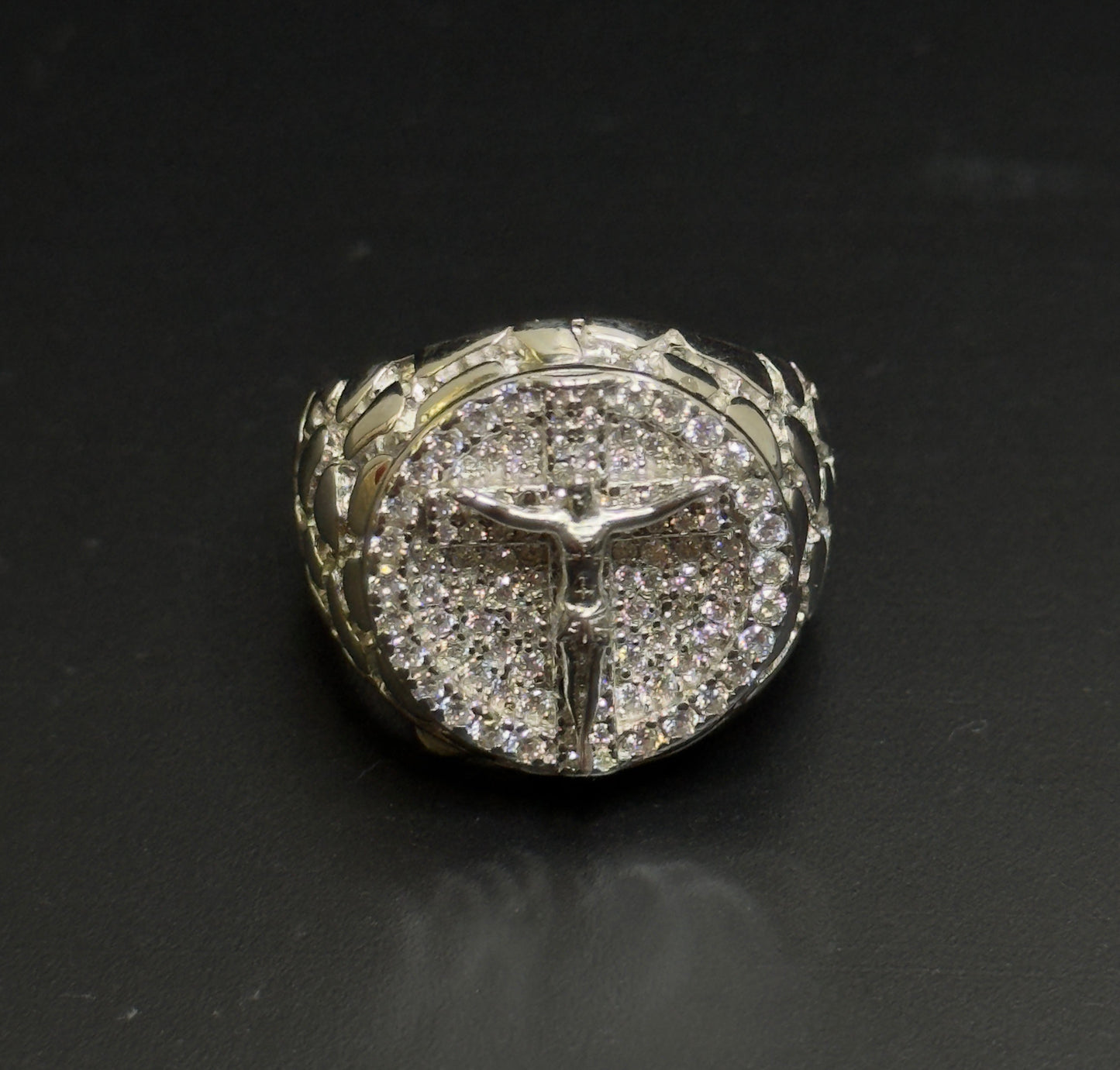 925 Sterling Silver Moissanite Jesus Nugget Ring