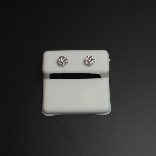925 Sterling Silver Lab Diamond Flower Earrings