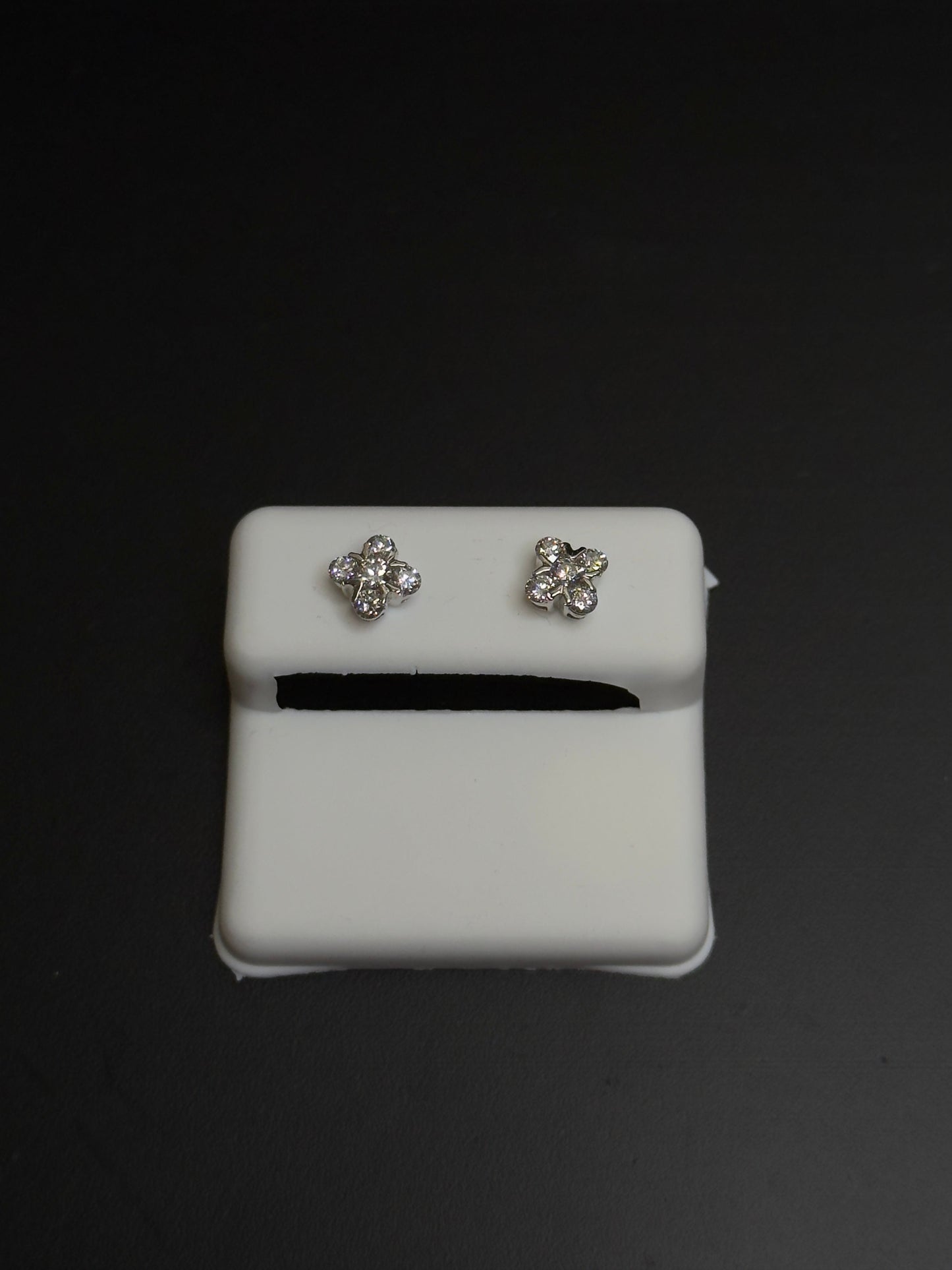925 Sterling Silver Lab Diamond Four Leaf Earrings