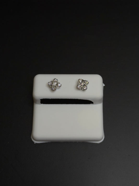 925 Sterling Silver Lab Diamond Four Leaf Earrings