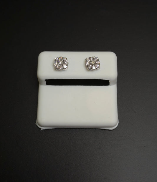 925 Sterling Silver Lab Diamond Square Stud Earrings