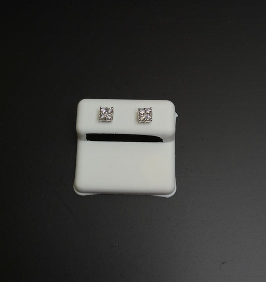 925 Sterling Silver Lab Diamond Square Earrings