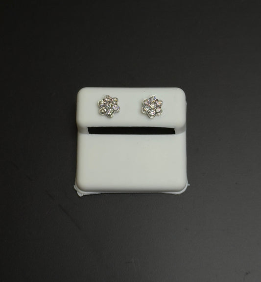 925 Sterling Silver Lab Diamond Flower Earrings