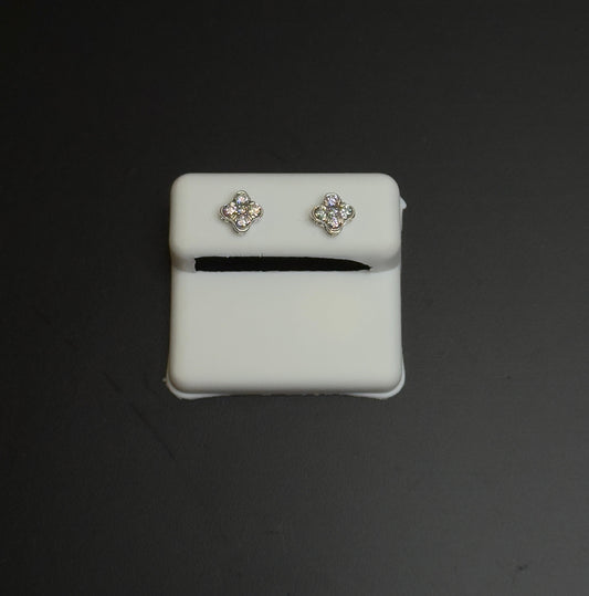 925 Sterling Silver Lab Diamond Flower Stud Earrings
