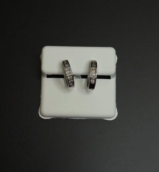 925 Sterling Silver Lab Diamond Hoop Earrings