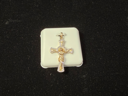 10K Gold Jesus Cross Diamond Pendant