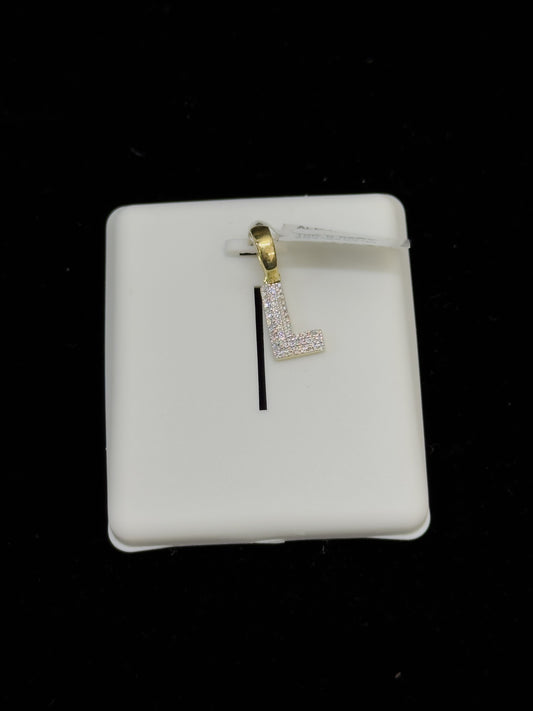 10K Gold Letter "L" Diamond Pendant
