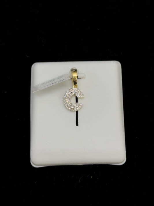 10K Gold Letter "C" Diamond Pendant