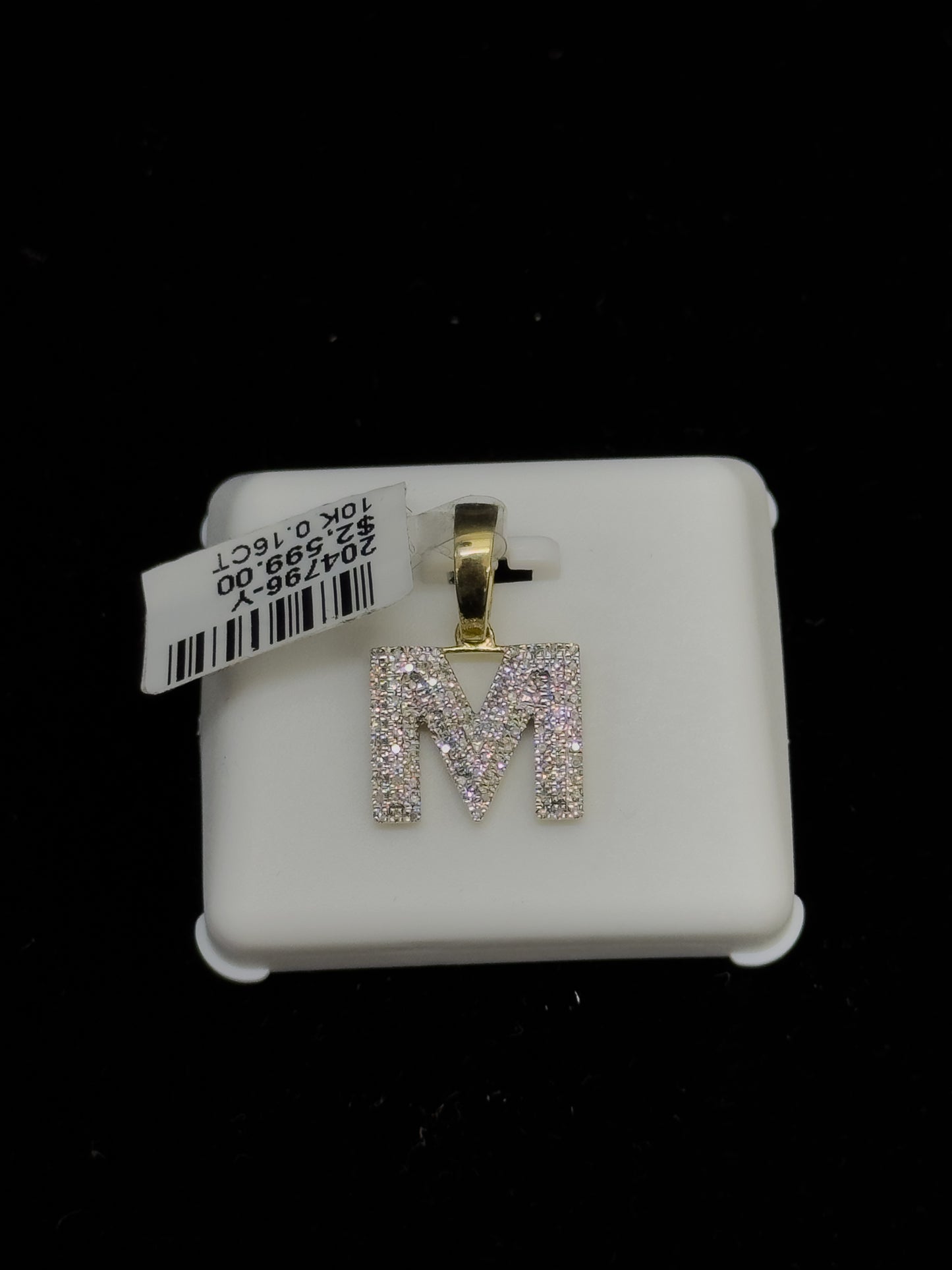 10K Gold Letter "M" Diamond Pendant