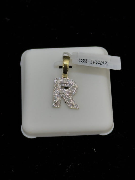 10K Gold Letter "R" Pendant