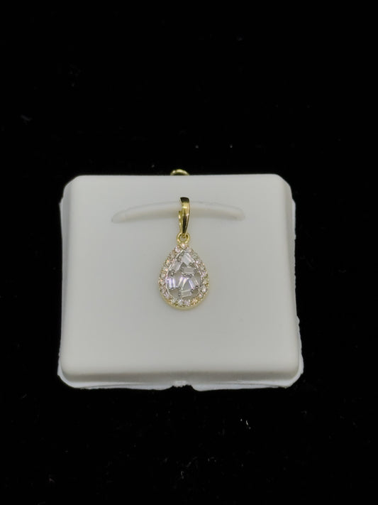 10K Gold Tear Drop Diamond Pendant