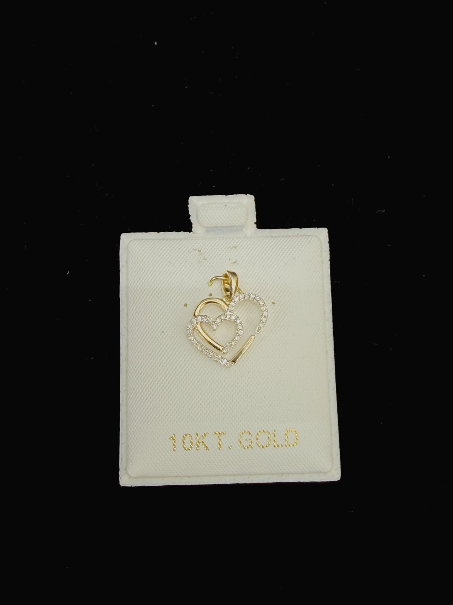 10K Gold Double Heart Diamond Pendant