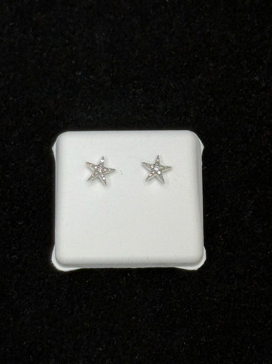 925 Sterling Silver Star Diamond Earrings