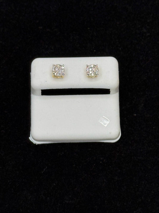 10K Gold "Golden Grid" Diamond Earrings