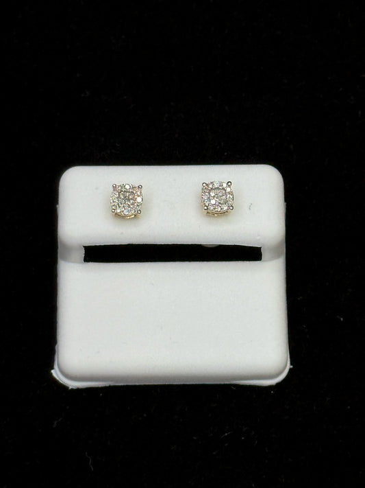10K Gold "Regal Square" Diamond Earrings